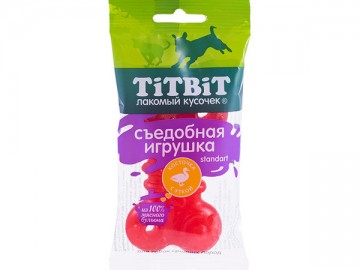 TiTBit (ТитБит) - Лакомство, Съедобная игрушка косточка с уткой Standart, 50 г