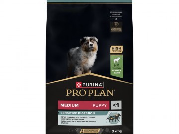 Pro Plan (Про План) - Medium Puppy Sensitive Digestion, Корм для щенков средних пород при чувствительном пищеварении, с ягненком, 3 кг