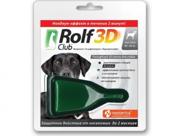 Neoterica (Неотерика) - Rolf Club 3D,  капли на холку от клещей и блох для собак, 1 доза 40-60 кг
