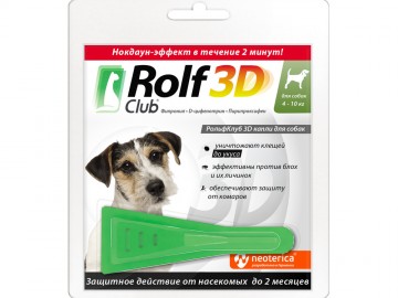 Neoterica (Неотерика) - Rolf Club 3D,  капли на холку от клещей и блох для собак, 1 доза 4-10 кг