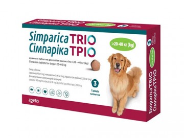 Zoetis (Зоэтис) - Симпарика TRIO, жевательная таблетка для собак весом 20-40 кг, 3 таблетки