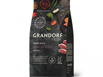 Grandorf (Грандорф) - Fresh Cat Adult Duck&Sweet Potato, Сухой беззерновой корм с живыми пробиотиками для взрослых кошек, с уткой и бататом, 400 г
