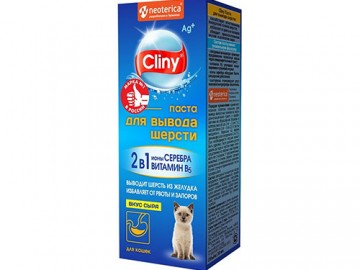 Cliny (Клини) - Паста для вывода шерсти со вкусом сыра для кошек, 30 мл