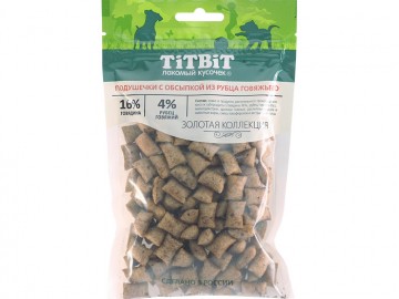 TiTBit (ТитБит) - Подушечки с обсыпкой из рубца говяжьего для собак Золотая коллекция, 80 г