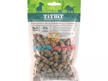 TiTBit (ТитБит) - Подушечки с обсыпкой из рубца говяжьего для собак Золотая коллекция, 80 г