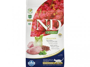 Farmina N&D (Эн Дэ) - Quinoa Cat Grain Free Digestion Lamb, Сухой беззерновой корм для взрослых кошек для поддержки пищеварения с ягненком и киноа, 1,5 кг