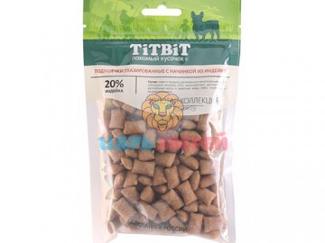 TiTBit (ТитБит) - Подушечки глазированные с начинкой из индейки для собак Золотая коллекция, 100 г