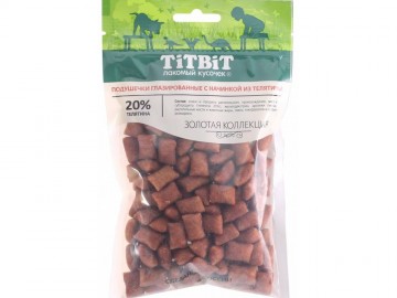 TiTBit (ТитБит) - Подушечки глазированные с начинкой из телятины для собак Золотая коллекция, 100 г