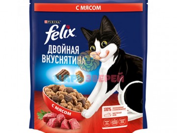 Felix (Феликс) - Двойная вкуснятина, сухой корм для взрослых кошек с мясом, 600 г