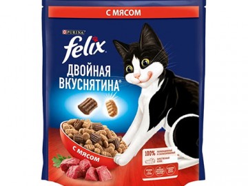 Felix (Феликс) - Двойная вкуснятина, сухой корм для взрослых кошек с мясом, 600 г