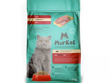 Murkel (Муркель) - Сухой корм для взрослых кошек с говядиной, 1,5 кг