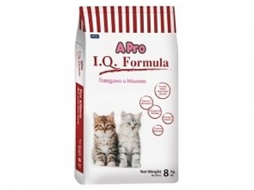 APro (АПро) - I.Q. Formula, Корм для котят со вкусом говядины и молока, 8 кг