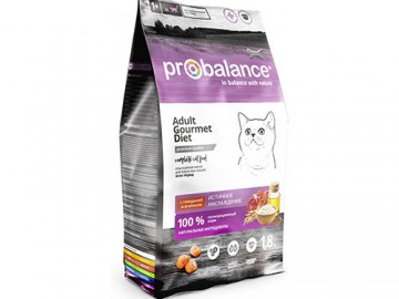 Probalance (Пробаланс) - Adult Gourmet Diet Beef&Lamb, Корм для взрослых кошек со вкусом говядины и ягненка, 1,8 кг