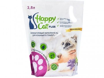 Happy Cat (Хэппи Кэт) - Силикагелевый наполнитель с ароматом лаванды, 3,8 л (1,7 кг)