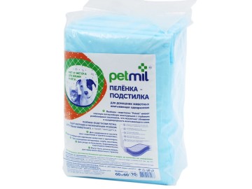 Petmil (Пэтмил) - Пеленки впитывающие одноразовые 60 х 60 см, упаковка 10 шт