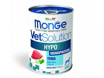 Monge (Монже) - VetSolution Dog Hypo Monoprotein Tuna, Беззерновой корм для собак для снижения непереносимости ингредиентов с тунцом, банка 400 г