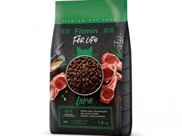 Fitmin (Фитмин) - For Life Adult Lamb, Полнорационный корм для взрослых кошек со свежим мясом ягненка, 8 кг