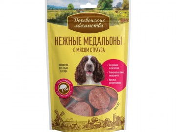 Деревенские лакомства - Нежные медальоны с мясом страуса, 90 г