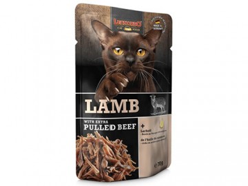 Leonardo (Леонардо) - Lamb+Extra pulled Beef, Влажный корм для кошек паштет и кусочки ягненка в мясном бульоне, 70 г