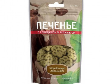 Деревенские лакомства - Печенье с говядиной и шпинатом, 100 г