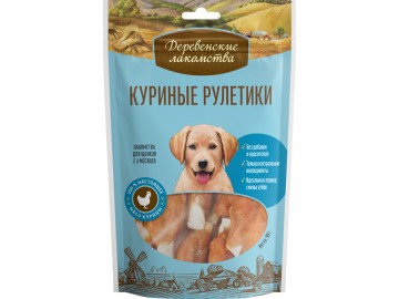 Деревенские лакомства - Лакомство для щенков, Куриные рулетики, 90 г