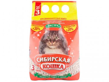 Сибирская Кошка - Экстра, Наполнитель для длинношерстных кошек, 3 л