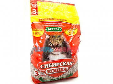 Сибирская Кошка - Экстра, Наполнитель для длинношерстных кошек, 3 л