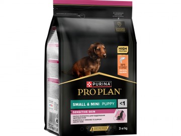 Pro Plan (Про План) - Puppy Small&Mini Sensitive Skin, Сухой корм для щенков мелких пород с чувствительной кожей, с лососем, 3 кг