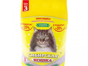 Сибирская Кошка - Ультра, Комкующийся наполнитель, 3 л