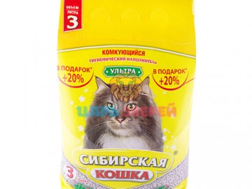 Сибирская Кошка - Ультра, Комкующийся наполнитель, 3 л