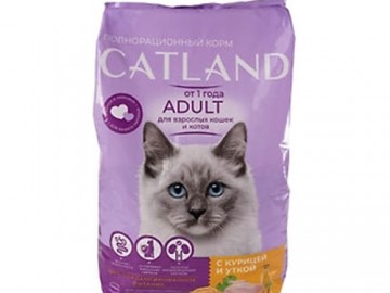 Catland (Кэтлэнд) - Adult, Сухой корм для взрослых кошек и котов всех пород, с курицей и уткой, 10 кг
