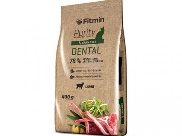 Fitmin (Фитмин) - Grain free Dental, полнорационный беззерновой корм для пoддeржaния здoрoвья пoлoсти ртa у взрoслых кoшeк, с ягненком, 400 г