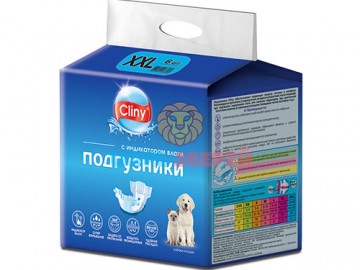 Cliny (Клини) - Подгузники для собак и кошек 25-40 кг XXL, упаковка 6 шт