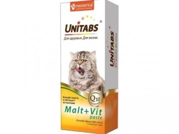 Unitabs (Юнитабс) - Malt+Vit paste, Паста для выведения шерсти у кошек, 120 мл