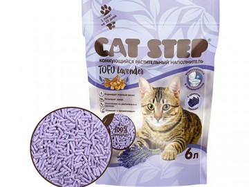 Cat Step (Кэт Степ) - Tofu Lavender, Комкующийся растительный наполнитель с ароматом лаванды, 6 л (2,7 кг)