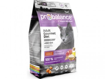 Probalance (Пробаланс) - Adult Gourmet Diet Beef&Lamb, Корм для взрослых кошек со вкусом говядины и ягненка, 400 г