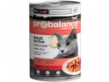 Probalance (Пробаланс) - Adult Active, Влажный корм для активных кошек, банка 415 г