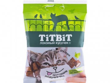 TiTBit (ТитБит) - Хрустящие подушечки для кошек с паштетом из индейки, 30 г