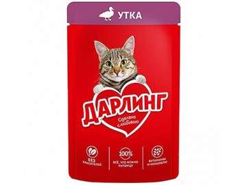 Дарлинг - Влажный корм для взрослых кошек, с уткой в подливе, пауч 75 г