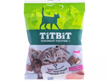 TiTBit (ТитБит) - Хрустящие подушечки для кошек с паштетом из говядины, 30 г