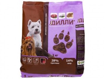 Дилли - Сухой корм для взрослых собак мелких пород с курицей и индейкой, 1 кг