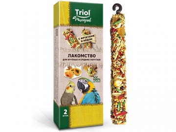 Triol (Триол) - Original, Лакомство для крупных и средних попугаев с фруктами и мёдом (уп.2шт.), 55 г