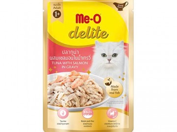 ME-O (МЕ-О) - Delite, Корм для взрослых кошек с кусочками тунца и лосося в соусе, пауч 70 г