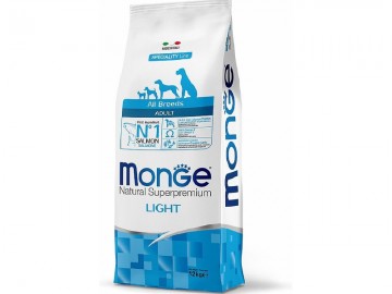 Monge (Монже) - Speciality Light, Сухой корм для взрослых собак всех пород при избыточном весе с лососем и рисом, 12 кг