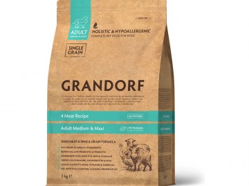 Grandorf (Грандорф) - 4 Meat Adult Medium&Maxi Breeds, Сухой корм для взрослых собак средних и крупных пород с 4 видами мяса, 1 кг