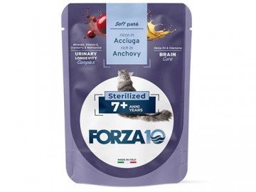 Forza10 (Форца10) - Adult Sterilized 7+ Rich in Anchovy, Влажный корм для стерилизованных кошек старше 7 лет, паштет с анчоусом, пауч 80 г