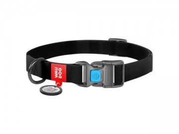 WAUDOG (Ваудог) - Waterproof, Ошейник водостойкий с QR паспортом пряжка-фастекс, ширина 25 мм, длина 38-58 см, черный