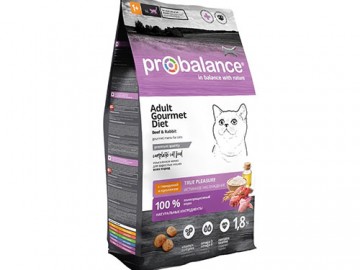Probalance (Пробаланс) - Gourmet Diet, Корм для кошек, с говядиной и кроликом, 1,8 кг
