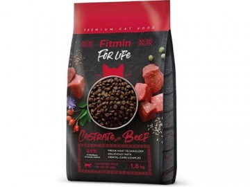 Fitmin (Фитмин) - Cat For Life Castrate Beef, Полнорационный корм для кастрированных взрослых кошек с говядиной, 1,8 кг