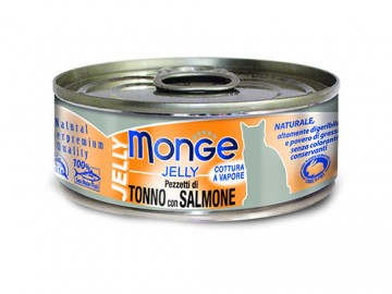 Monge (Монже) - Jelly Pezzetti di Tonno con Salmone, Влажный корм для кошек с тунцом и лососем в желе, баночка 80 г
